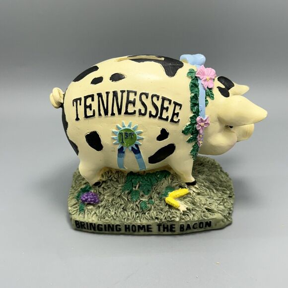 Tennessee Pig Piggy Bank Bringing Home The Bacon Blue Ribbon 1st Mc Art Co Farm - Picture 12 of 16
